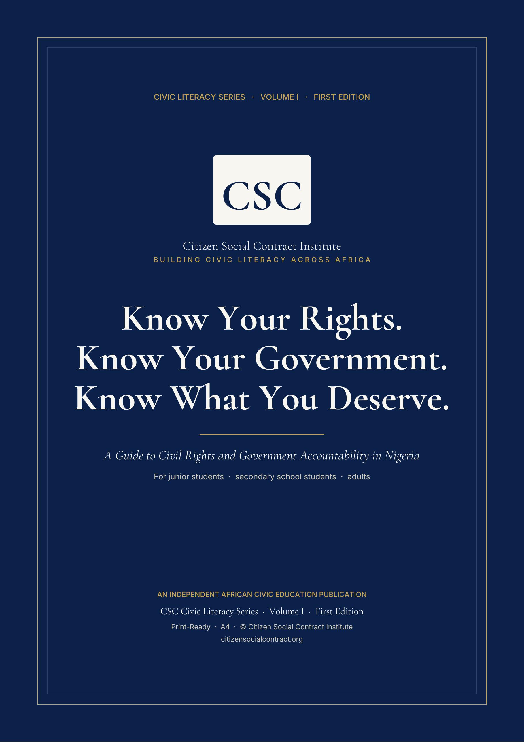 Know Your Rights. Know Your Government. Know What You Deserve — Editorial Edition cover.