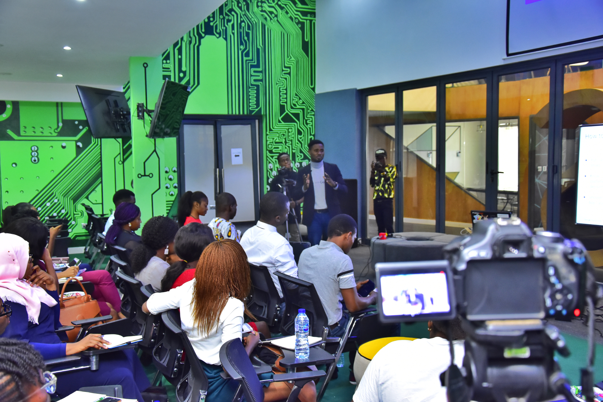 Facilitator presenting at a technology education workshop